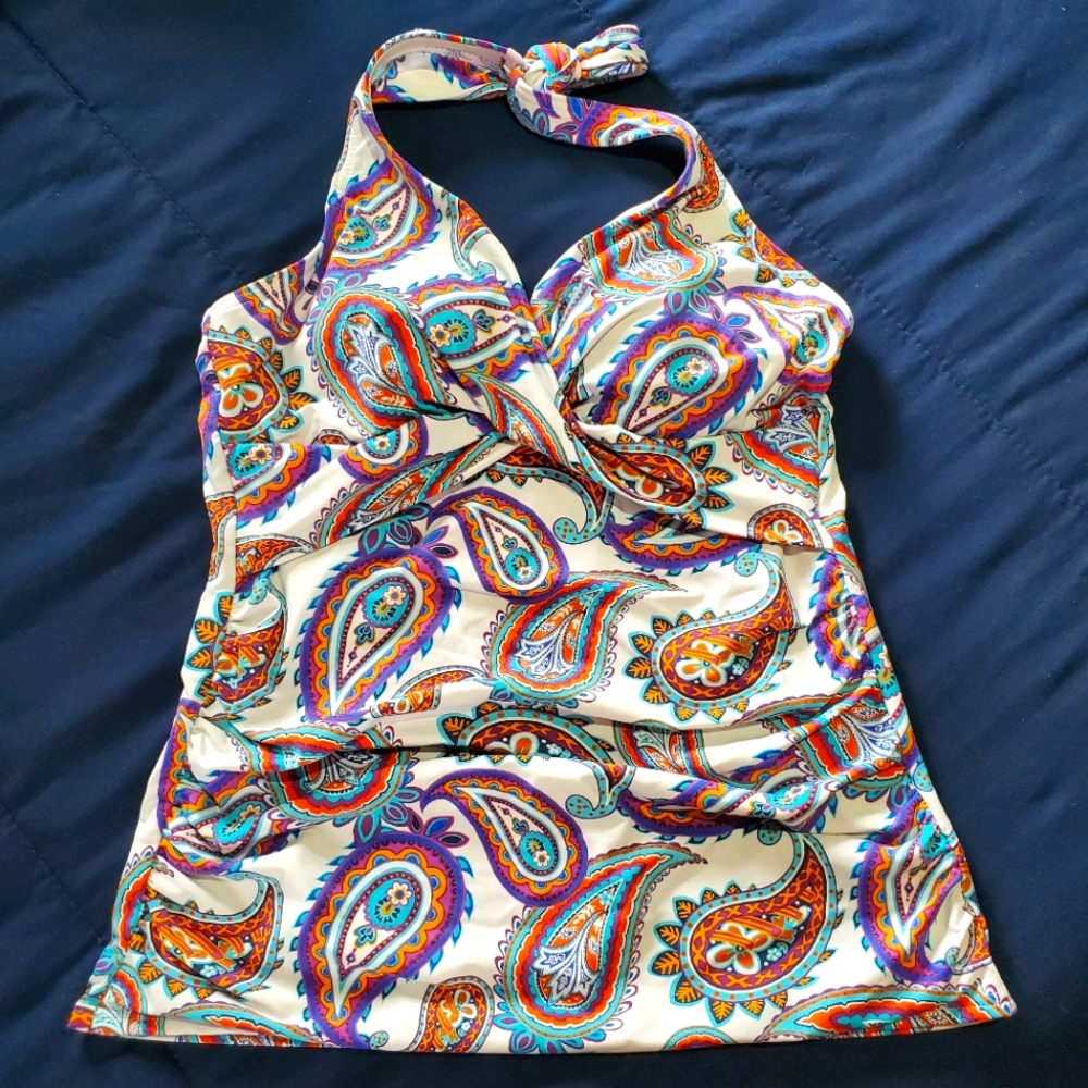 Lands' End 4D paisley halter tankini